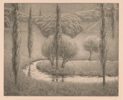 Landschap Met Wilgen En Populieren