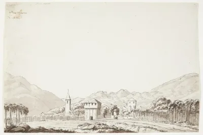 Landskab Fra Domodossola I Schweiz Med Kirke Og Vagtarn