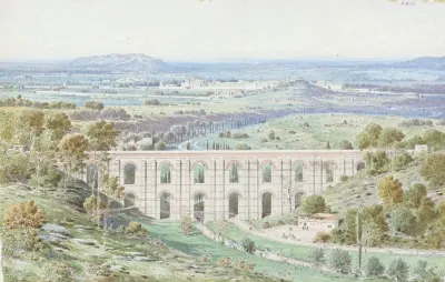 Laqueduc Medicis Darcueil Val De Marne Et Vue Generale De Paris Prise De Laqueduc Darceuil