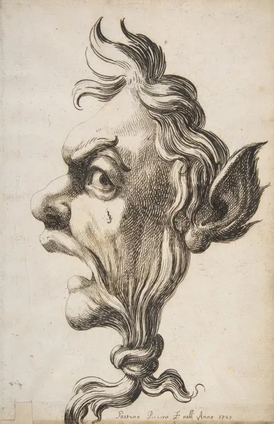 Large Grotesque Head Being Strangled By Its Own Hair