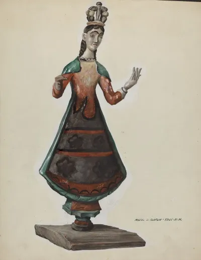 Large Painted Wooden Saint Virgin Mary