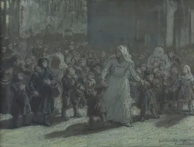 Larrivee A La Gare Du Nord En 1914 Infirmiere Conduisant Des Enfants