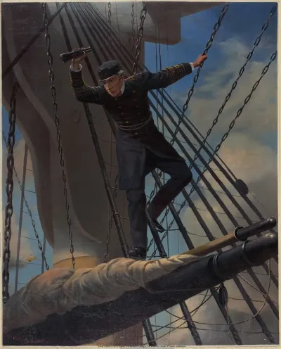 Lashed To The Shrouds Farragut Passing The Forts At Mobile In His Flagship Hartford