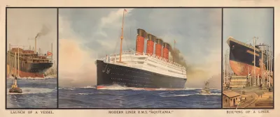 Launch Of A Vessel Modern Liner R M S Aquitania Building Of A Liner