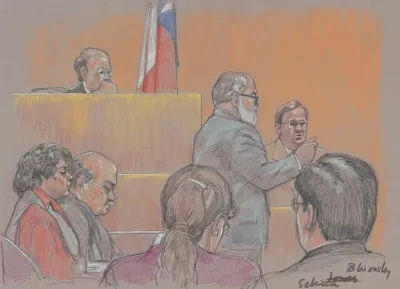 Lawyer Speaking In Front Of Judge Witness And Others During Trial Of Yolanda Saldivar For The Murder Of The Singer Selena