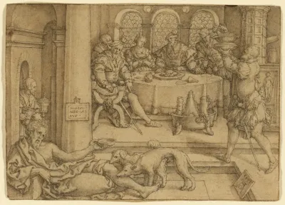Lazarus Begging For Crumbs From Divess Table