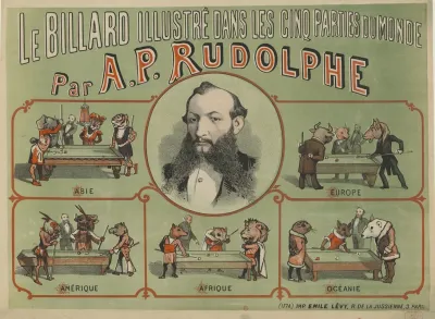 Le Billard Illustre Dans Les Cinq Parties Du Monde Par A P Rudolphe Asie Europe Amerique Afrique Oceanie