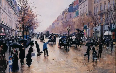 Le Boulevard Poissoniere Sous La Pluie