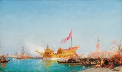 Le Bucentaure Vu Du Quai Des Esclavons Venise