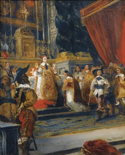Le Cardinal De Richelieu Disant La Messe Dans La Chapelle Du Palais Royal