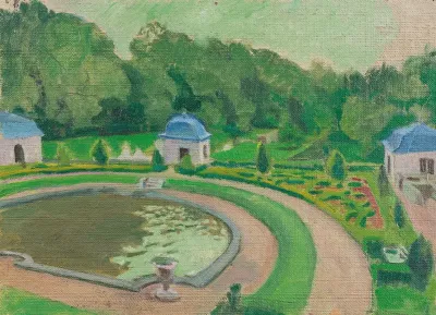 Le Chateau De Rosanbo Le Bassin Et Les Pavillons Esquisse 2