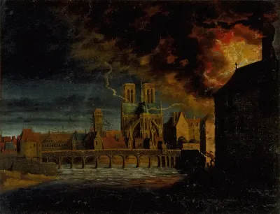 Le Chevet De Notre Dame Le Pont De La Tournelle Et Lile Saint Louis Durant Un Incendie