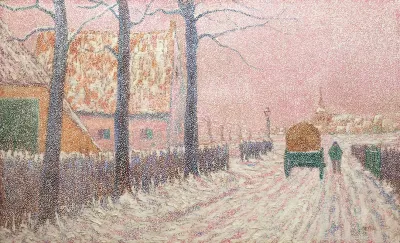 Le Faubourg Sous La Neige Ou Scene De Rue En Hiver