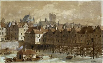 Le Grand Chatelet Et Le Pont Aux Meuniers En 1580