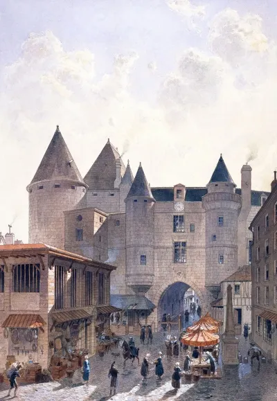 Le Grand Chatelet Vue Prise Depuis La Rue Saint Denis En 1800