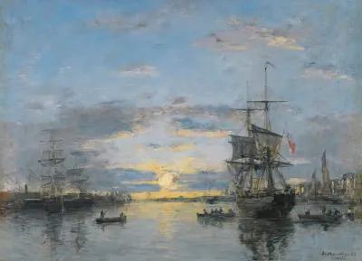 Le Havre Lavant Port Au Soleil Couchant