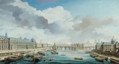 Le Louvre Le Pont Neuf Et Le College Des Quatre Nations Actuel Institut De France Vus Du Pont Royal