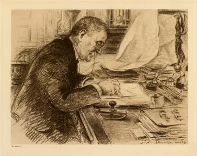 Le Marechal Foch Ecrivant A Son Bureau