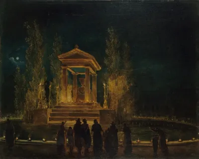 Le Mausolee Provisoire De Jean Jacques Rousseau Sur Le Bassin Des Tuileries Avant La Translation De Ses Cendres Au Pantheon Nuit Du 10 Au 11 Octobre 1794