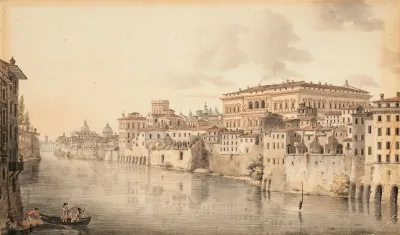 Le Palais Farnese Vu Depuis Les Quais Du Tibre A Rome