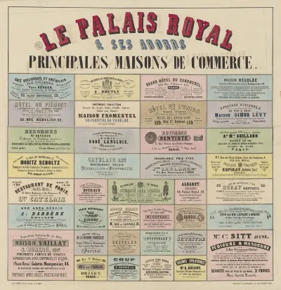 Le Palais Royal Et Ses Abords Placard Dannonces Publicitaires Pour Differents Commerces