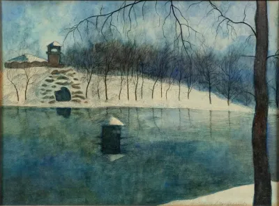 Le Parc Leopold Dostende Avec Letang Et Le Trinkhall Sous La Neige