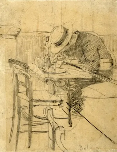 Le Peintre Helleu Assis A Une Terrasse De Cafe