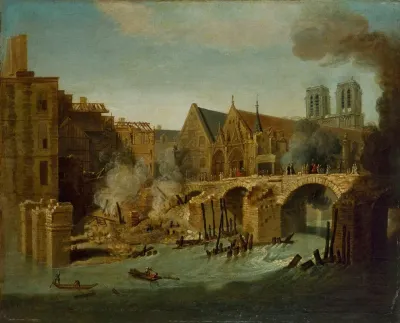 Le Petit Pont Apres Lincendie De 1718