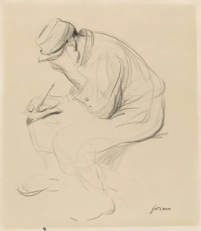 Le Poilu French Soldier Writing Home
