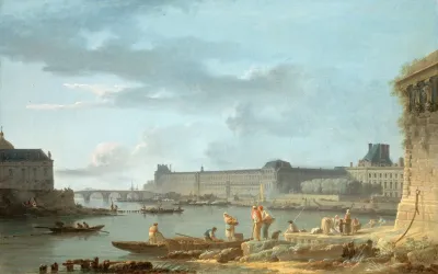 Le Pont Royal Et Le Louvre Vus Du Terre Plein Du Pont Neuf