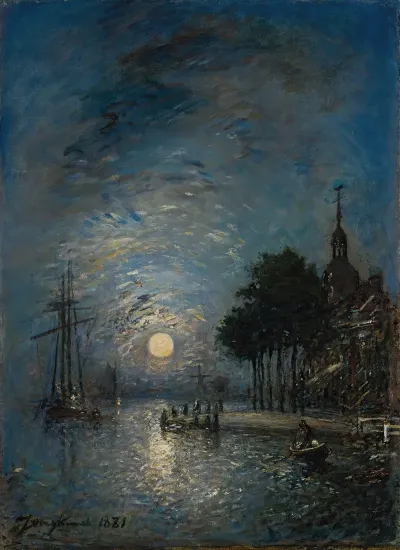 Le Port De Dordrecht Au Crepuscule