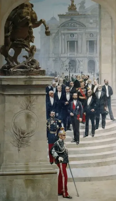 Le President Sadi Carnot Entoure De Personnalites De La Iiieme Republique Devant Lopera