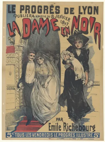 Le Progres De Lyon Publiera A Partir Du 8 Janvier 1893 La Dame En Noir Par Emile Richebourg