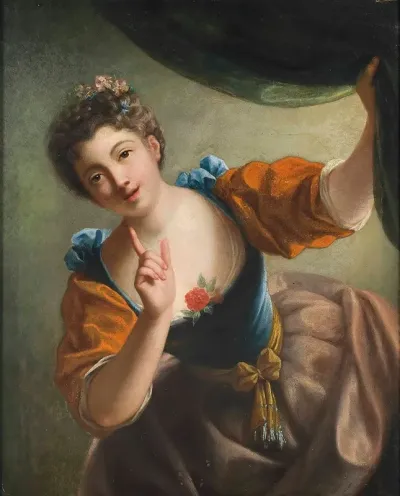 Le Silence Ou Femme A La Fenetre Soutenant Un Rideau