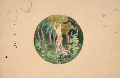 Le Verger Woman Picking Fruit In A Landscape
