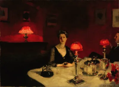 Le Verre De Porto A Dinner Table At Night