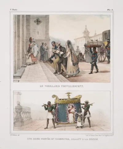 Le Vieillard Convalescent Une Dame Portee En Caderinha Allant A La Messe
