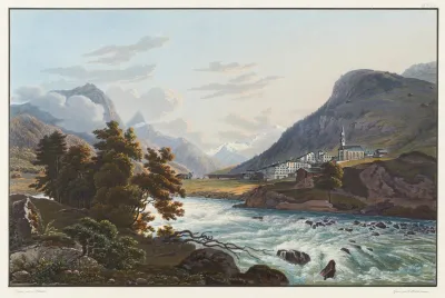 Le Village De Splugen Vers Le Glacier De Rheinwald