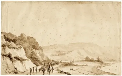 Leger Trekt Langs Een Rivier In Een Vallei