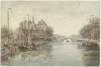 Leidschevaart Bij De Raaks Ziende Naar Het Zuiden Met De Prins Hendrikbrug