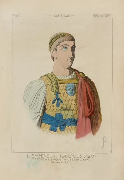 Lempereur Honorius 420 Marbre De Lepoque Musee Du Louvre Dessin Inedit