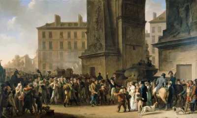 Les Conscrits De 1807 Defilant Devant La Porte Saint Denis
