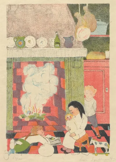Les Enfants Pauvres Devant Latre Avec Leurs Jouets De La Saint Nicolas