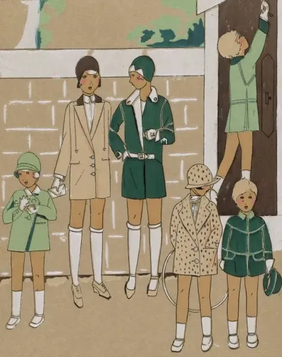 Les Enfants Tres Parisiens Ca 1927 No 1 Pl 10 Petit Ensemble En Drap Pistach