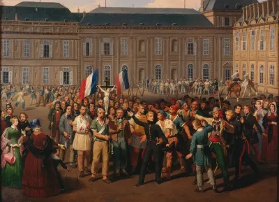Les Polytechniciens Portant Le Crucifix Sauve De La Chapelle Des Tuileries Lors Des Emeutes Du 24 Fevrier 1848