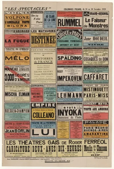 Les Spectacles Colonnes Picard Du 16 Au 23 Novembre 1929