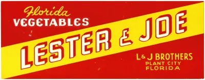 Lester And Joe Florida Vegetables Label