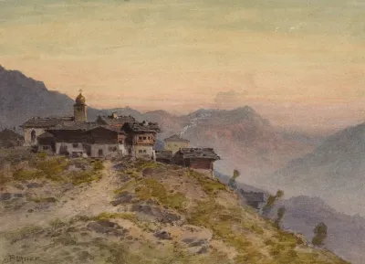 Lever De Soleil Sur Un Village Alpin