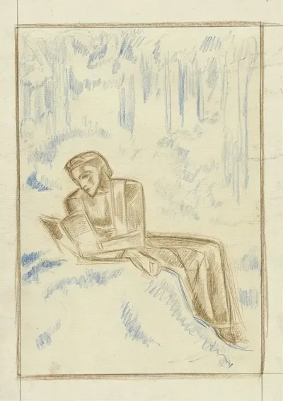 Lezende Vrouw In Een Boslandschap