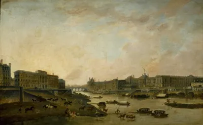 Lhotel De La Monnaie Et Le Louvre Vus Du Pont Neuf Vers 1800